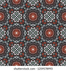 Ethnic pattern. Mediterranean seamless wallpaper. Portuguese tile. Turkish ornament on the carpet. Moroccan mosaic. Spanish porcelain. Ceramic dishes, folk print. Spanish Talavera. Ornate rug. 