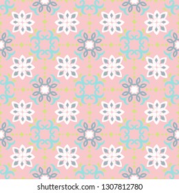 Ethnic pattern. Mediterranean seamless wallpaper. Portuguese Azulejo. Turkish ornament, Moroccan mosaic. Spanish porcelain. Ceramic dishes, folk print. Tile design. Indian patchwork.