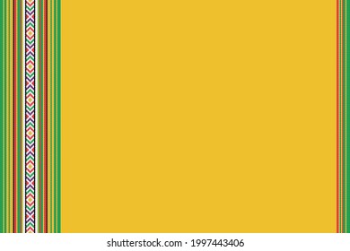 Patrón étnico. Textura colorida de manta mexicana. Fondo amarillo. Diseño de serape vectorial. Fondo con espacio de copia para texto. Para banner, volantes, tarjeta de visita, menú de restaurante. Decoración de Cinco de Mayo.