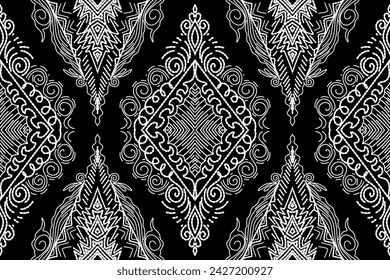 Ethnic pattern, Ogee, Geometric ethnic, Paisley pattern, Ikat pattern, chevron, Seamless textile, native american, Vector element, Abstract Vector, Black, blue, white, fabric embroidery.