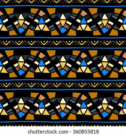 Ethnic pattern on black background
