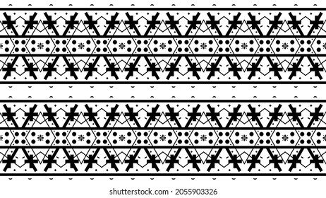 Ethnic pattern on black and white color vector 