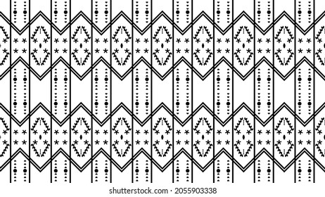 Patrón étnico sobre el vector de color blanco y negro 