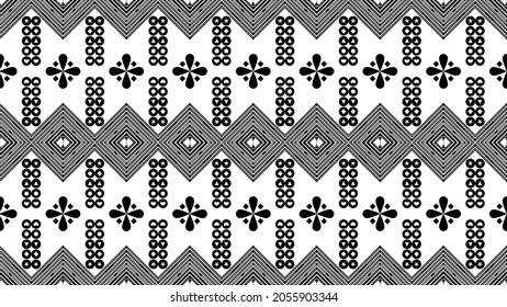 Ethnic pattern on black and white color vector 