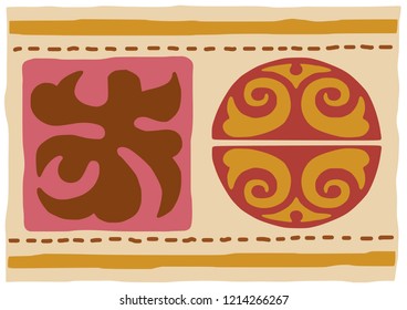 Ethnic pattern on the theme of Scythian and Turkic art, vector design