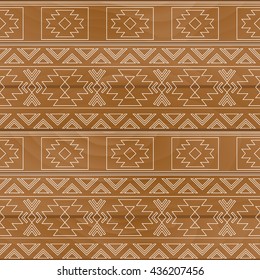 Ethnic pattern on wooden board. Vector illustration.
