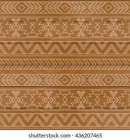 Ethnic pattern on wooden board. Vector illustration.
