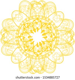  Ethnic pattern of ornament in oriental style on a blue background.