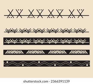 Ethnic pattern. Prepared. Handmade. Horizontal stripes. Black and white printing for your textiles. Vector illustration.