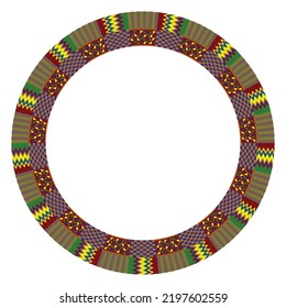 Ethnic pattern round frame. African tribal textile ornament. Circle border. Vector illustration.