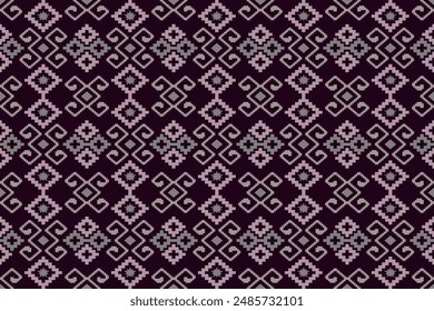  Ethnic pattern seamless art vector Fabric Morocco, geometric, Pixel pattern art wallpaper Background, Design for fabric, curtain, carpet ,geometry seamless pattern art illustration