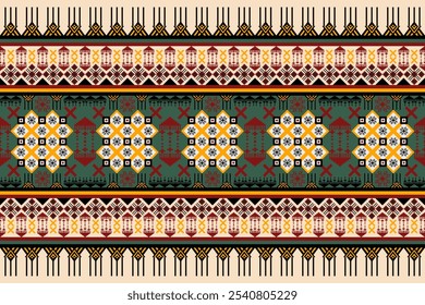 Padrão étnico sem emenda, Design geométrico, Bordado asteca Borda sem emenda Patterns.Ethnic design, padrão arte papel de parede de fundo, Design para tecido, cortina, tapete, geometria sem emenda padrão