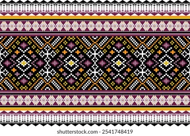 Padrão étnico sem emenda, Design geométrico, Bordado asteca Borda sem emenda Patterns.Ethnic design, padrão arte papel de parede de fundo, Design para tecido, cortina, tapete, geometria sem emenda padrão
