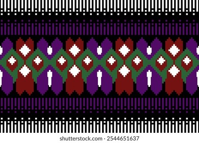 Padrão étnico sem emenda, Design geométrico, Bordado asteca Borda sem emenda Patterns.Ethnic design, padrão arte papel de parede de fundo, Design para tecido, cortina, tapete, geometria sem emenda padrão