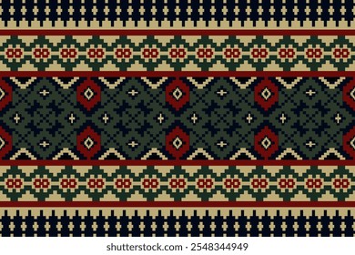 Ethnic pattern seamless, Geometric design ,Aztec embroidery border seamless patterns.ethnic design,  pattern art wallpaper Background, Design for fabric, curtain, carpet ,geometry seamless pattern