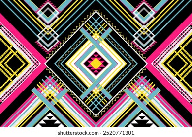 Ethnic pattern seamless geometric,Aztec embroidery border seamless patterns.ethnic pattern seamless,  pattern art wallpaper Background, Design for fabric, curtain, carpet ,geometry seamless pattern