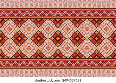 Ethnic pattern seamless pixel art for Fabric geometric ethnic pattern seamless,Pixel pattern art wallpaper Background, Design for fabric, curtain, carpet ,geometry seamless pattern art illustration