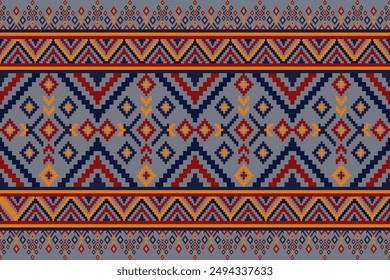 Ethnic pattern seamless pixel art for Fabric geometric ethnic pattern seamless,Pixel pattern art wallpaper Background, Design for fabric, curtain, carpet ,geometry seamless pattern art illustration