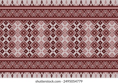 Ethnic pattern seamless pixel art for Fabric geometric ethnic pattern seamless,Pixel pattern art wallpaper Background, Design for fabric, curtain, carpet ,geometry seamless pattern art illustration