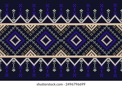 Ethnic pattern seamless pixel art for Fabric geometric ethnic pattern seamless,Pixel pattern art wallpaper Background, Design for fabric, curtain, carpet ,geometry seamless pattern art illustration