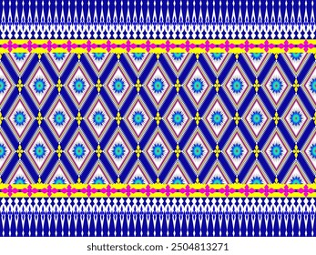 Ethnic pattern seamless pixel art for Fabric geometric, ethnic pattern seamless, pixel pattern art wallpaper background, Design for fabric, curtain, carpet ,geometry illustration and home decor.