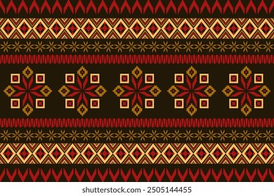 Ethnic pattern seamless pixel art for Fabric geometric ethnic pattern seamless,Pixel pattern art wallpaper Background, Design for fabric, curtain, carpet ,geometry seamless pattern art illustration