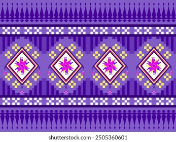 Ethnic pattern seamless pixel art,  fabric geometric ethnic pattern seamless, pixel pattern art wallpaper, background, curtain, carpet ,geometry seamless art illustration and decor.