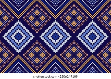 Ethnic pattern seamless pixel art for Fabric geometric ethnic pattern seamless,Pixel pattern art wallpaper Background, Design for fabric, curtain, carpet ,geometry seamless pattern art illustration