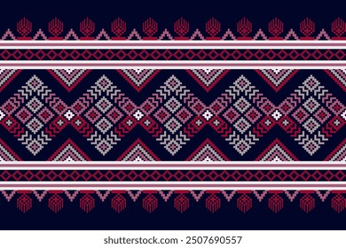 Ethnic pattern seamless pixel art for Fabric geometric ethnic pattern seamless,Pixel pattern art wallpaper Background, Design for fabric, curtain, carpet ,geometry seamless pattern art illustration