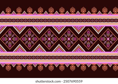 Ethnic pattern seamless pixel art for Fabric geometric ethnic pattern seamless,Pixel pattern art wallpaper Background, Design for fabric, curtain, carpet ,geometry seamless pattern art illustration