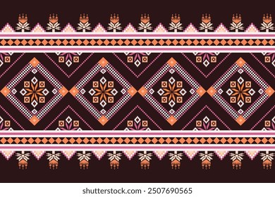 Ethnic pattern seamless pixel art for Fabric geometric ethnic pattern seamless,Pixel pattern art wallpaper Background, Design for fabric, curtain, carpet ,geometry seamless pattern art illustration