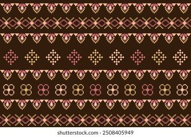 Ethnic pattern seamless pixel art for Fabric geometric ethnic pattern seamless,Pixel pattern art wallpaper Background, Design for fabric, curtain, carpet ,geometry seamless pattern art illustration
