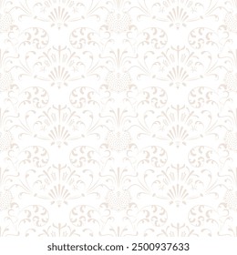 Ethnic Pattern. Seamless Vector Ornament. Ornamental motifs. Seamless pattern in ethnic traditional style. Flowers. Greece. Beige, White background. Wallpaper, Weeding invitation