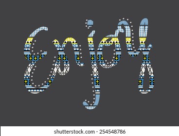 Ethnic pattern slogan print in vector