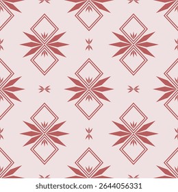 Ethnic pattern of soft pink in abstract shape. Seamless geometric vector on peach pink background. Concept of native, design, motifs, bold line, modern for cloth texture, textiles, wrap, decoration.