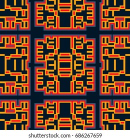 Ethnic pattern striped design. Tribal ornament plaid. Navajo background. Textile geo print. Geo vector seamless swatch.