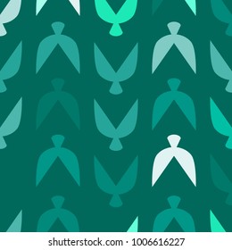 Ethnic Pattern with Stylized Birds. Crows. Geometric Pattern in Ethnic Style. Ethnic Pattern for Wallpaper, Textile, Banner, Pouring, Surface Textures, Wrapping Paper, Tile.