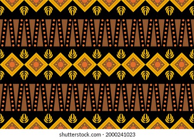 Ethnic pattern for textile, geometry shape with colorful retro art. Aztec, bohemian, motif, african, ikat, native art of seamless decoration wallpaper background. Vector of geometric culture tile.