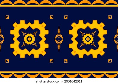 Ethnic pattern for textile, geometry shape with colorful retro art. Aztec, bohemian, motif, african, ikat, native art of seamless decoration wallpaper background. Vector of geometric culture tile.