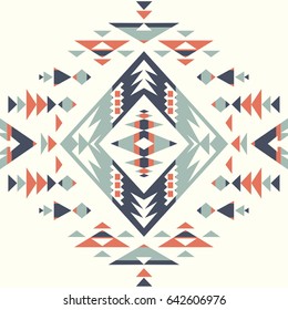 Ethnic pattern textures. Abstract Navajo geometric print. Rustic decorative ornament. Native American pattern. Gray and orange colors.