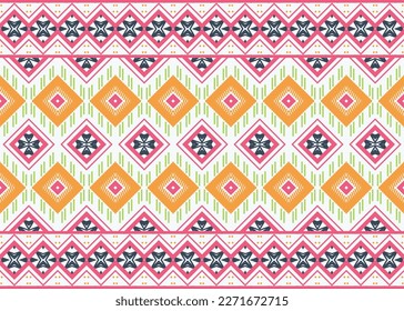 Ethnic pattern. Traditional ethnic patterns vectors It is a pattern created by combining geometric shapes. Create beautiful fabric patterns. Design for print. Using in the fashion industry.