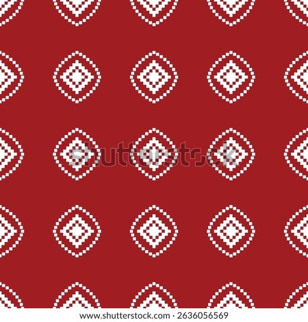 Ethnic pattern traditional red motif ikat geometric fabric pattern cross stitch. Embroidery Ethnic oriental Pixel red background. Abstract,vector,illustration. Texture,christmas,decoration,wallpaper.