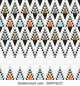 Ethnic Pattern with Triangles. Colorful Seamless Geometric Ornament.