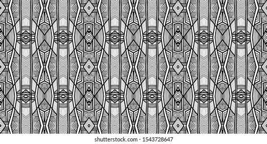 Ethnic pattern. Tribal background. Native ornament. Aztec. Fabric patterm. Boho. Bohemian style. Black and white texture. Print for fashion textile or interior fabric.