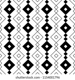 Ethnic pattern. Tribal motif. Diamonds. Rhombuses ornate. Embroidery ornament. Geometric figures background. Digital paper abstract, textile print, surface texture, web design. Seamless vector art.
