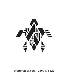 Ethnic Pattern Turtle Illustration Logo Design Vector