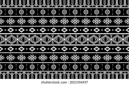 Ethnic pattern vector, Abstract seamless geometric, tribal motif background, Graphic fabric black and white, Aztec motifs design