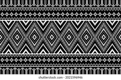 Ethnic pattern vector, Black and white seamless geometric background, Tribal for print, Abstract motif fabric, Aztec motifs design