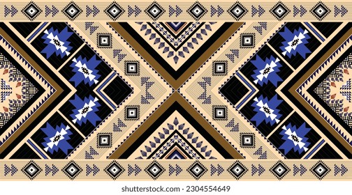 Ethnic pattern vector. Geometric design of American, Mexican, Western Aztec motif striped and bohemian pattern. designed for background,wallpaper,print, carpet,wrapping,tile,batik.vector illustratoin.
