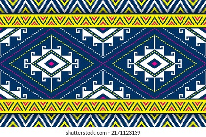 Ethnic pattern vector, Geometric element aztec background, Embroidery zigzag square texture for print